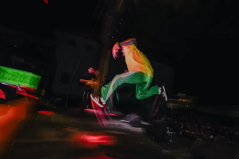 Artista musical en escena durante un concierto en Ibagué.